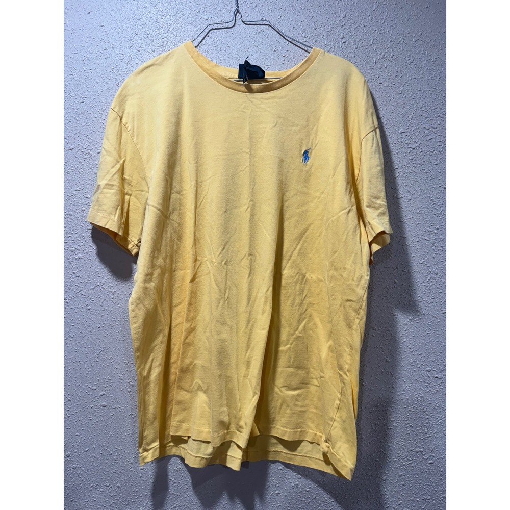 Polo Ralph Lauren Mens T-Shirt Medium Yellow Blue Pony Logo Short Sleeve Cotton